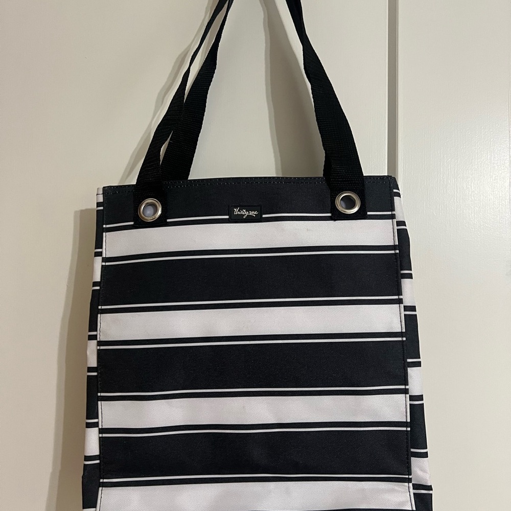 thirty-one Black and White Striped Tote